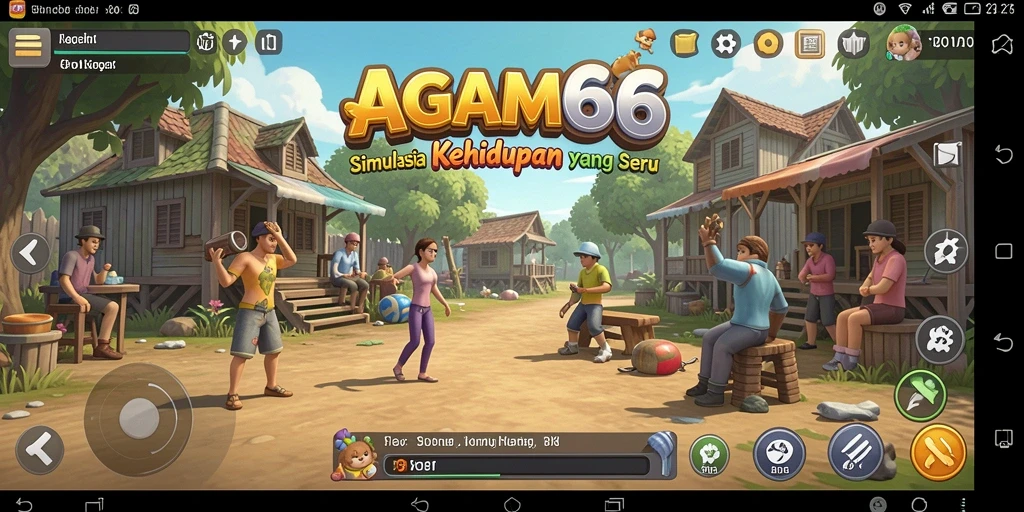 Tampilan gameplay AGAM66 dengan suasana kehidupan yang interaktif.