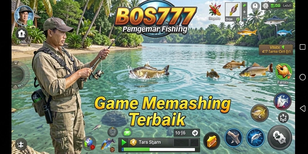 Tampilan gameplay yang seru dalam BOS777 saat menangkap ikan.