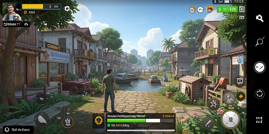 Tampilan gameplay menarik dari CEMARA77 dengan elemen simulasi yang mendalam.