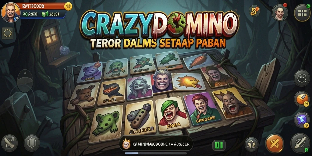 Gameplay menegangkan di CRAZYDOMINO menambah suasana horor yang mencekam.