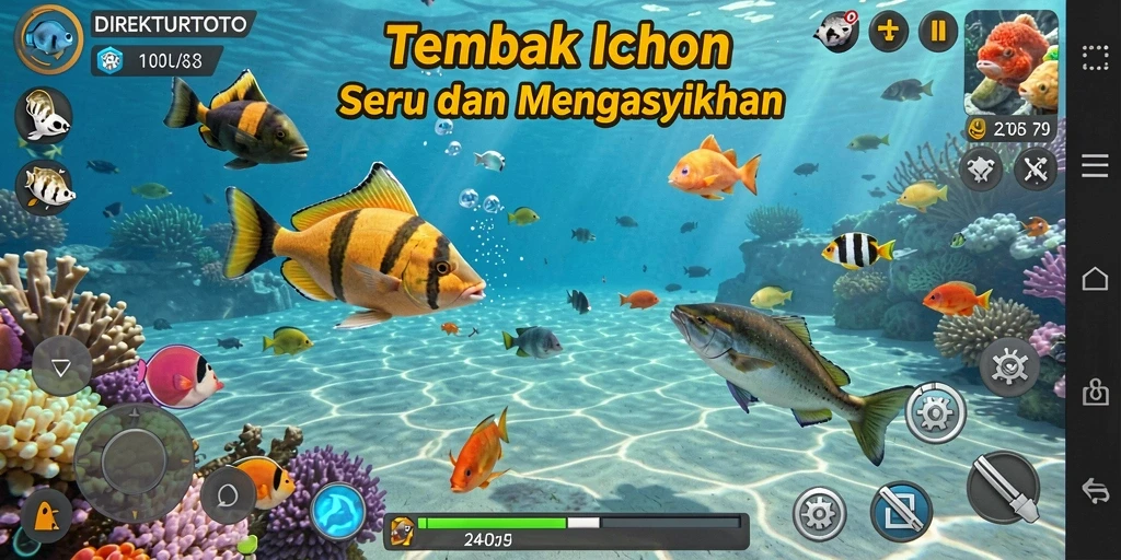 Tampilan gameplay memukau di DIREKTURTOTO dengan aksi tembak ikan yang mendebarkan.