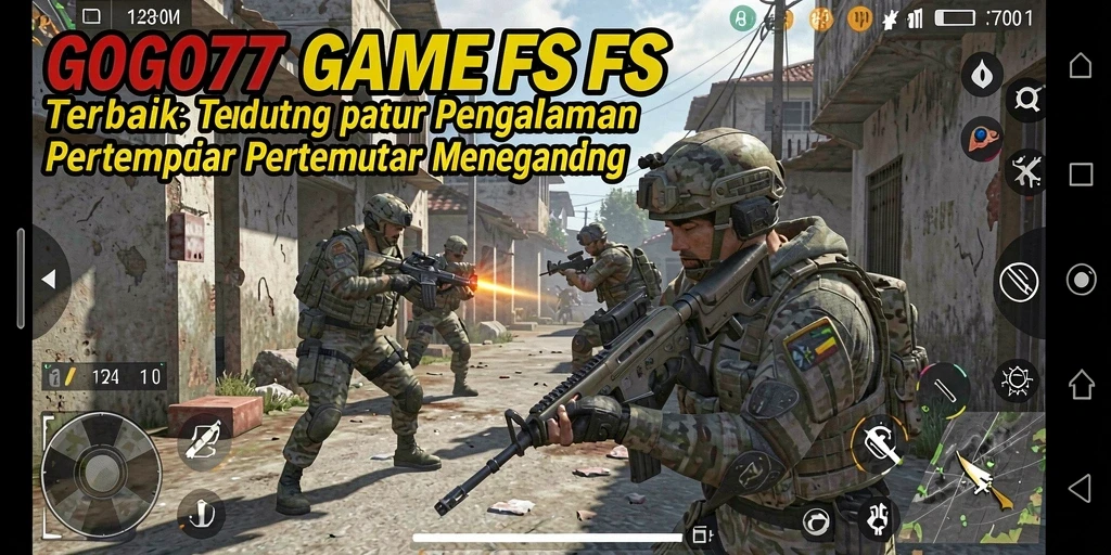 Screenshot GOGO77 menunjukkan aksi pertempuran seru di arena FPS.
