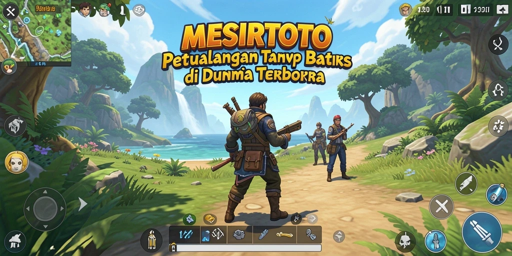 Screenshot gameplay MESIRTOTO yang menampilkan eksplorasi dunia terbuka.