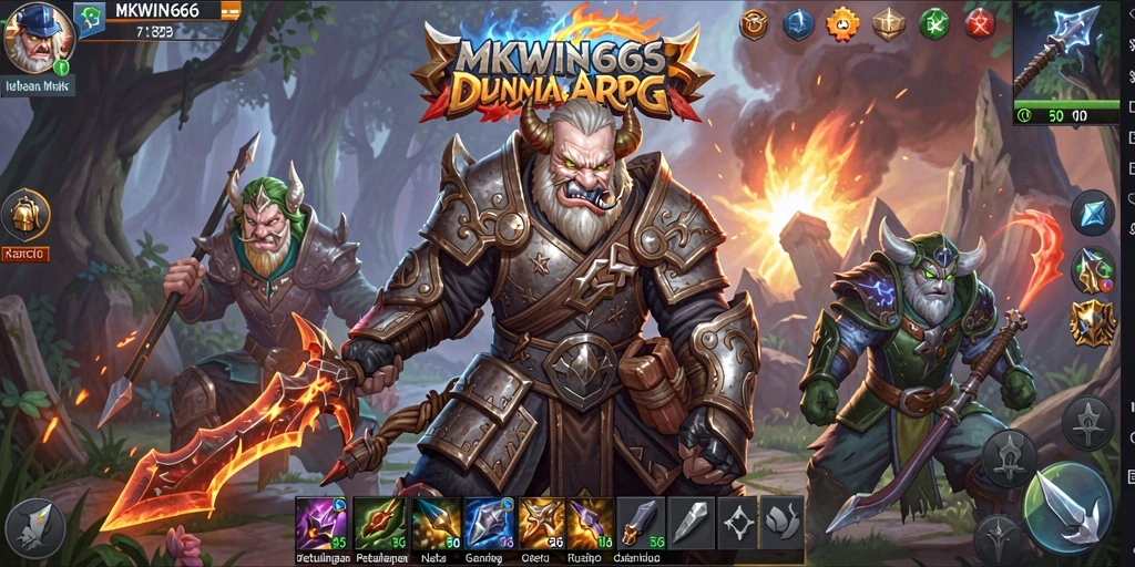 Screenshot gameplay ARPG MKWIN666 yang menampilkan pertarungan epik dan karakter menarik.