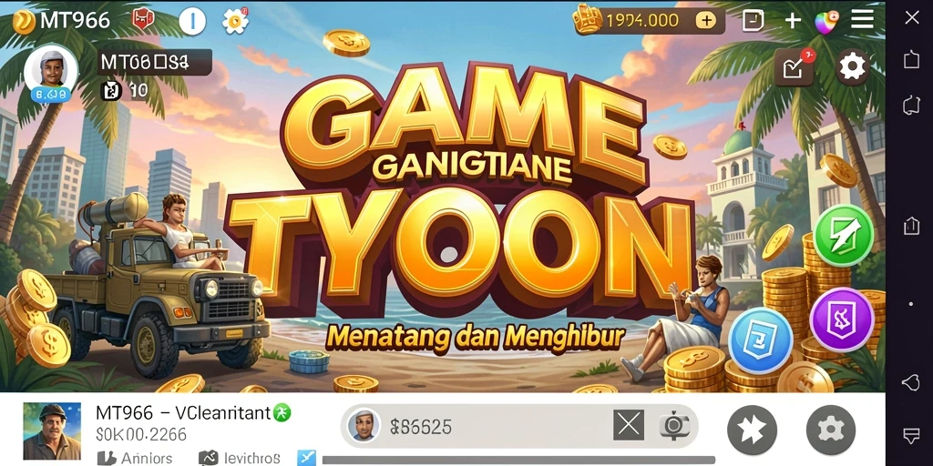 Tampilan gameplay MT966 yang menampilkan strategi bisnis yang mendebarkan.