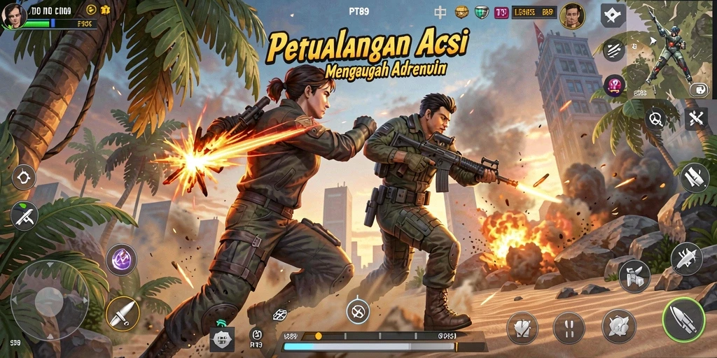 Tangkapan layar PT89 menampilkan pertarungan yang mendebarkan dan aksi yang cepat.