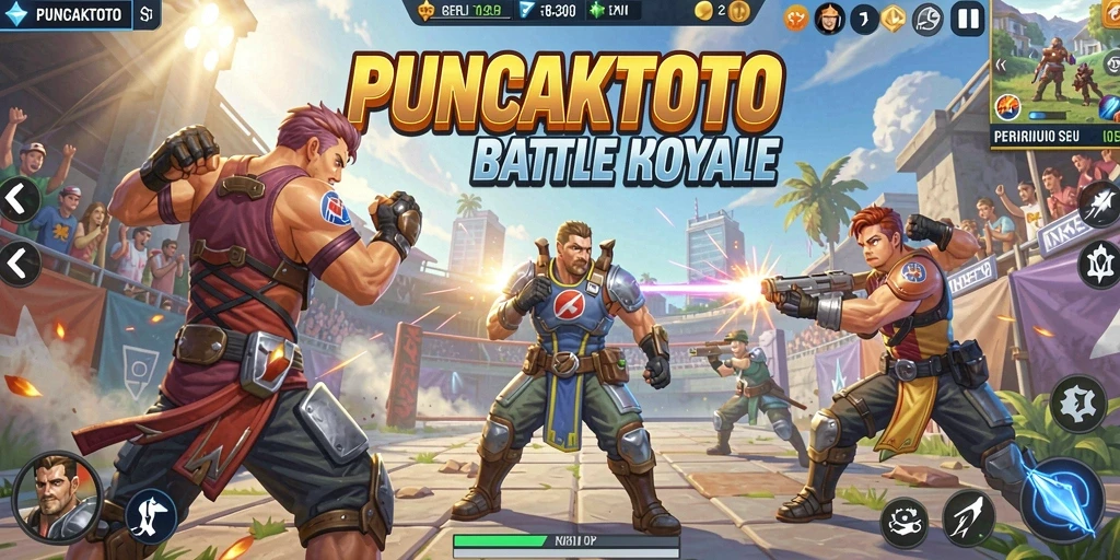 Tampilan dinamis dari battle royale seru di PUNCAKTOTO.