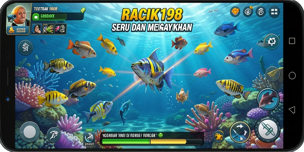Gameplay seru Tembak Ikan RACIK198 dengan grafis menawan.