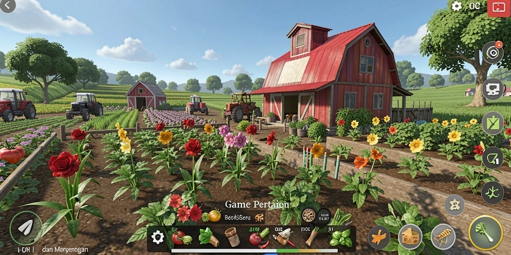 Gameplay RP8 yang seru dan interaktif di dunia pertanian.