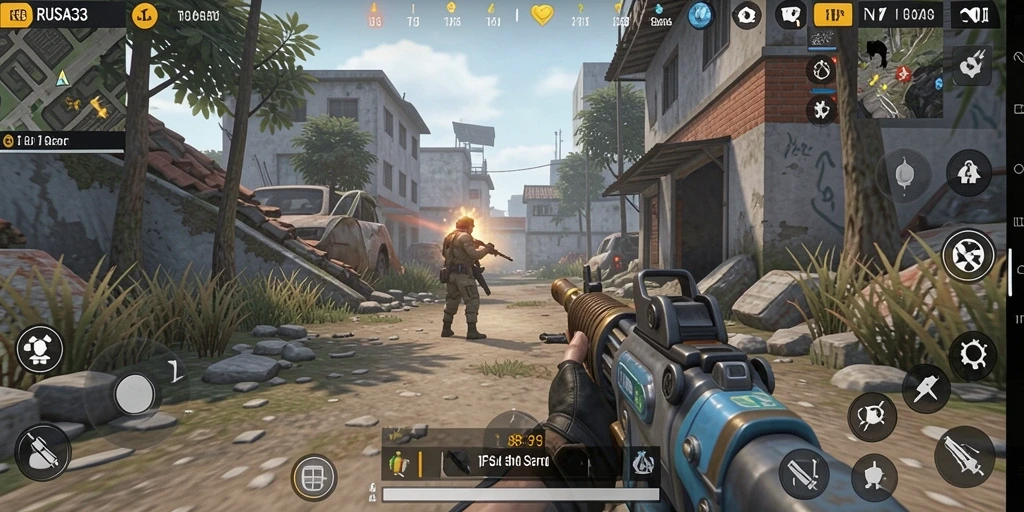 Tampilan seru gameplay TPS RUSA33 dengan aksi tembak-menembak yang mendebarkan.